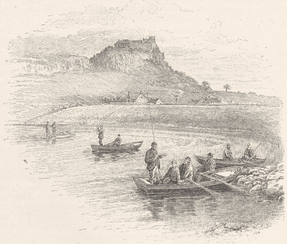 SCOTLAND. Salmon- fishing near Stirling 1901 old antique vintage print picture